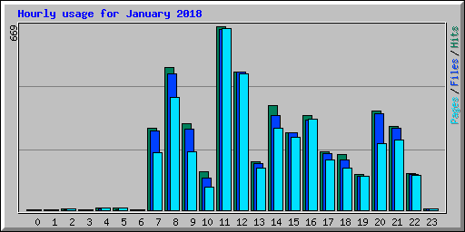 Hourly usage for January 2018